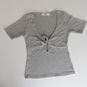 Grey Ribbed Crop Top